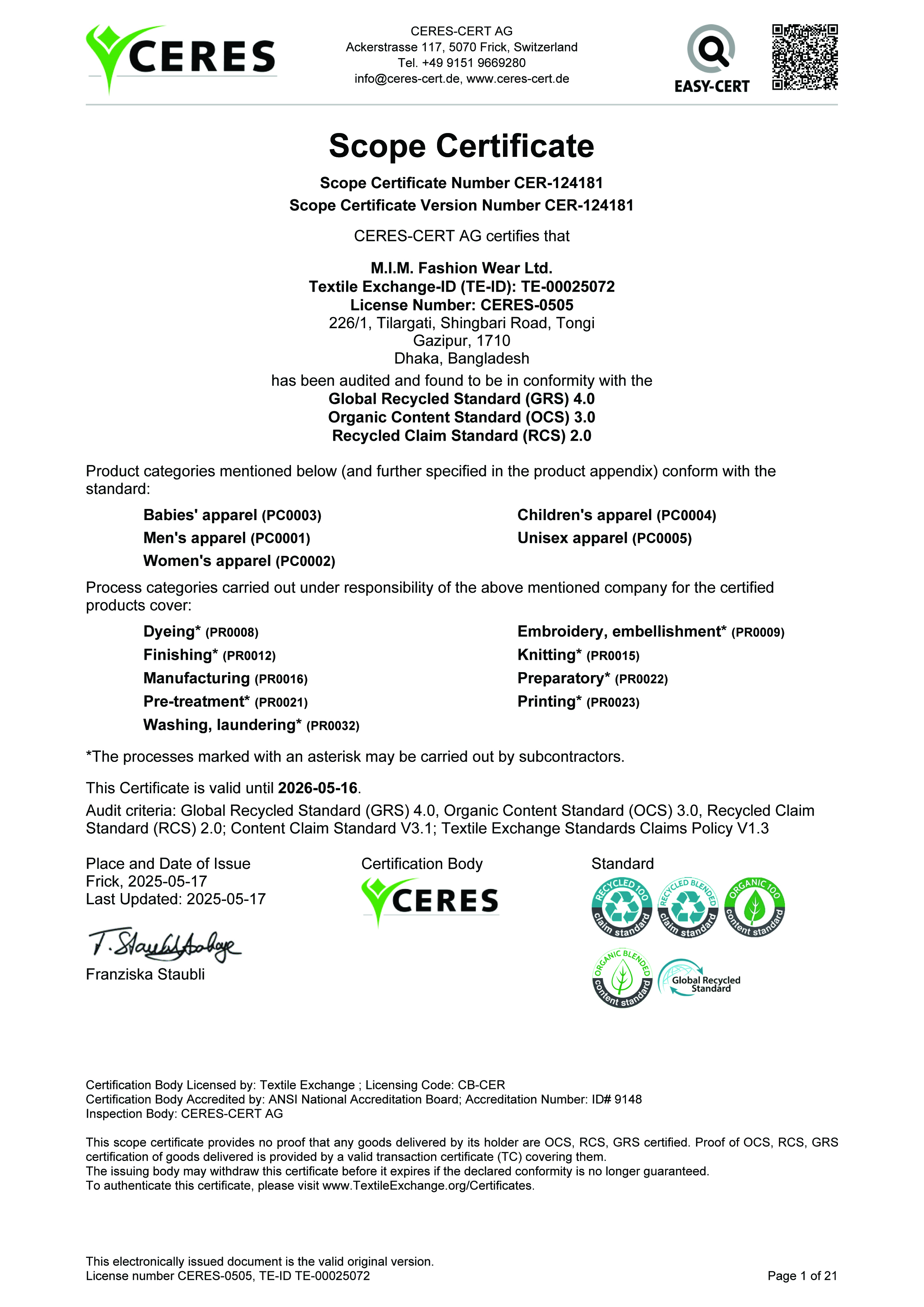 certificate